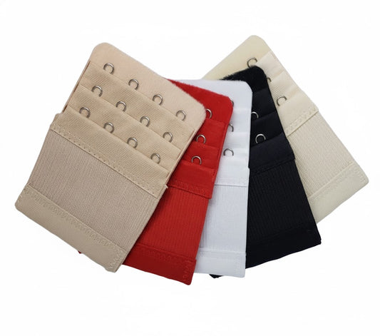 4 Hooks Narrow Bra Extenders Half Inch Spacing With Elastic Set of 5