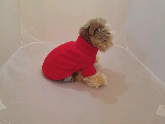 Le Petit Chien Cable Knit Dog Sweater – Warm Turtleneck Pet Sweater for Small & Medium Dogs, Multiple Colors, XS–XL