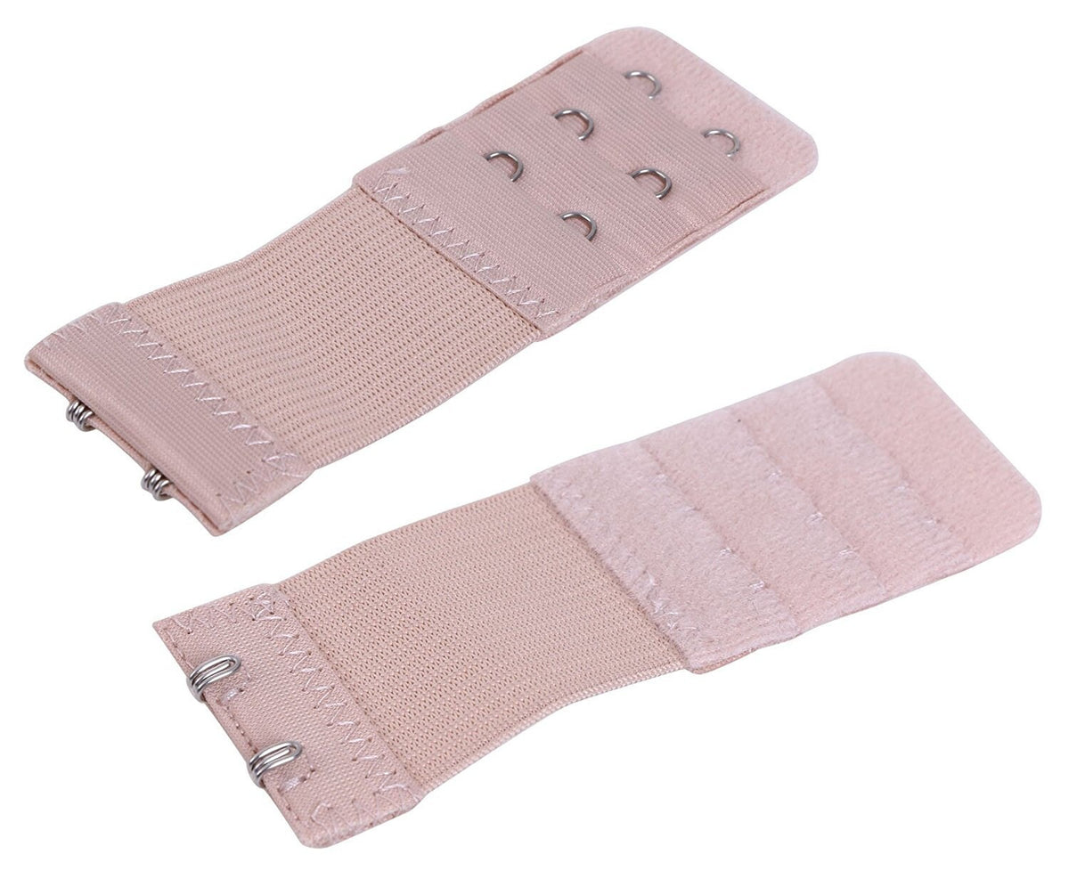 3-Pack Bra Extenders 2 Hook | Black, White, Beige | Nylon Elastic Band Extender For Women